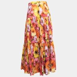 Pre Owned Dolce & Gabbana Multicolor Daisy Print Cotton Maxi Skirt M
