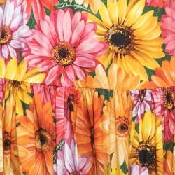 Pre Owned Dolce & Gabbana Multicolor Daisy Print Cotton Maxi Skirt M