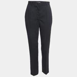 Pre Owned Dolce & Gabbana Black Wool Tapered Leg Trousers S