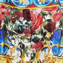 Pre Owned Dolce & Gabbana Multicolor Floral Majolica Printed Silk Bermuda Shorts S