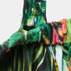 Pre Owned Dolce & Gabbana Multicolor Printed Cotton Cold Shoulder A-Line Mini Dress M