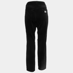 Pre Owned Dolce & Gabbana Black Velvet  Straight Fit Jeans L Waist 34"