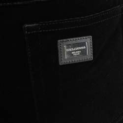 Pre Owned Dolce & Gabbana Black Velvet  Straight Fit Jeans L Waist 34"