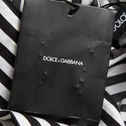 Pre Owned Dolce & Gabbana Black & White Striped Cotton Long Sleeve Top M