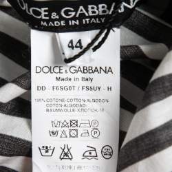 Pre Owned Dolce & Gabbana Black & White Striped Cotton Long Sleeve Top M