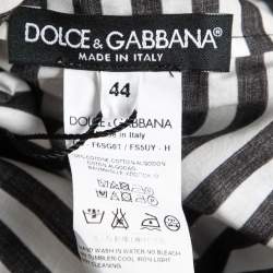 Pre Owned Dolce & Gabbana Black & White Striped Cotton Long Sleeve Top M