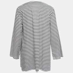 Pre Owned Dolce & Gabbana Black & White Striped Cotton Long Sleeve Top M