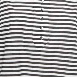 Pre Owned Dolce & Gabbana Black & White Striped Cotton Long Sleeve Top M