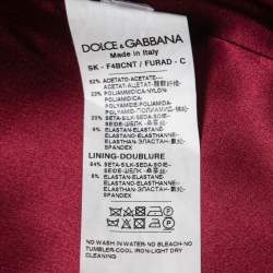 Pre Owned Dolce & Gabbana Burgundy Stretch Satin Corset Midi Skirt L