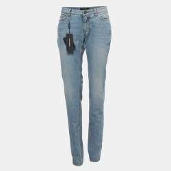 Pre Owned Dolce & Gabbana Blue Washed Cute Denim Jeans M Waist 32"