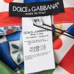 Pre Owned Dolce & Gabbana Multicolor Printed Silk Asymmetrical Top S