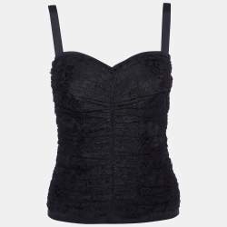 Pre Owned Dolce & Gabbana Black Lace Bustier Top S