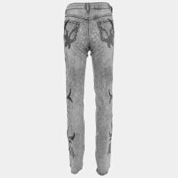 Pre Owned D&G Light Blue Denim Floral Applique Jeans M