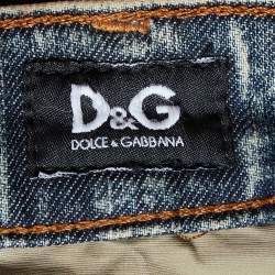 Pre Owned D&G Light Blue Denim Floral Applique Jeans M