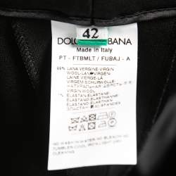 Pre Owned Dolce & Gabbana Black Wool Straight Leg Trousers M
