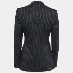 Pre Owned Dolce & Gabbana Black Striped Wool Tailored Blazer S