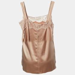 Pre Owned Dolce & Gabbana Beige Satin & Lace Cami Top M