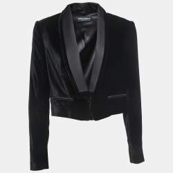 Pre Owned Dolce & Gabbana Black Velvet & Satin Lapel Detailed Blazer M