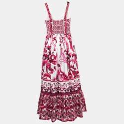 Pre Owned Dolce & Gabbana Pink Majolica Printed Cotton Maxi Dress M