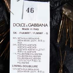 Pre Owned Dolce & Gabbana Black & Brown Lurex Silk Fringed Skirt L