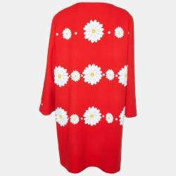 Dolce & Gabbana Red Wool Flower Applique Button Front Coat L