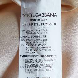 Dolce & Gabbana Red Wool Flower Applique Button Front Coat L