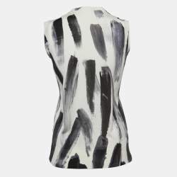 Pre Owned Dolce & Gabbana White/Black Silk Knit Sleeveless Top M