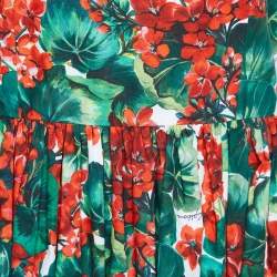 Pre Owned Dolce & Gabbana Red Geranium Printed Cotton Sleeveless Mini Dress L