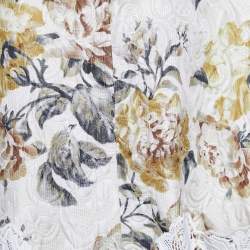 Pre Owned Dolce & Gabbana Light Cream Floral Printed Silk Jacquard Button Front Jacket S