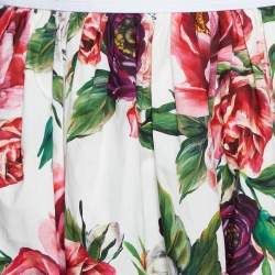 Pre Owned Dolce & Gabbana White Rose Printed Cotton Mini Skirt M