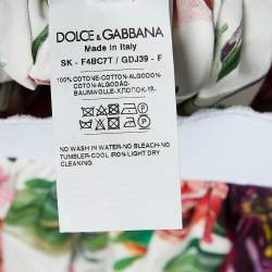 Pre Owned Dolce & Gabbana White Rose Printed Cotton Mini Skirt M