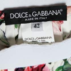 Pre Owned Dolce & Gabbana White Rose Printed Cotton Mini Skirt M