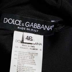 Pre Owned Dolce & Gabbana Black Lace & Polka Dot Printed Silk Midi Dress L