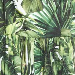 Pre Owned Dolce & Gabbana Green Leaves Print Cotton Halter Neck Short Dress 2XL
