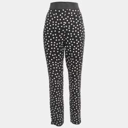 Dolce & Gabbana Polka Black Dot Crepe Trousers XL