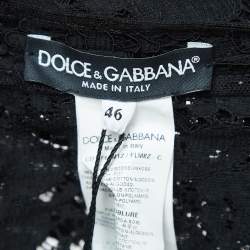 Pre Owned Dolce & Gabbana Black Floral Lace Bee Embellished Detail Mini Dress L
