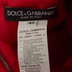 Pre Owned Dolce & Gabbana Red Crepe Lace Trim Sleeveless Dress M