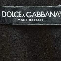 Pre Owned Dolce & Gabbana Black Lemon Print Satin Silk Draped Sleeveless Mini Dress S