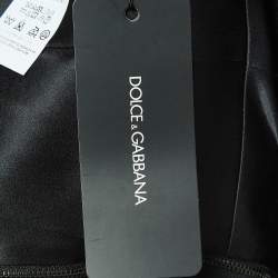 Pre Owned Dolce & Gabbana Black Lemon Print Satin Silk Draped Sleeveless Mini Dress S