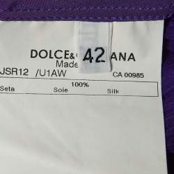 Pre Owned Dolce & Gabbana Purple Silk Semi Sheer Long Sleeve Shirt M