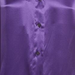 Pre Owned Dolce & Gabbana Purple Silk Semi Sheer Long Sleeve Shirt M