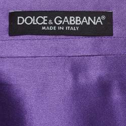 Pre Owned Dolce & Gabbana Purple Silk Semi Sheer Long Sleeve Shirt M