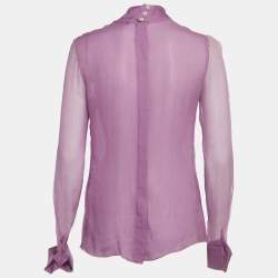 Pre Owned Dolce & Gabbana Purple Silk Tie-Up Detail Blouse M