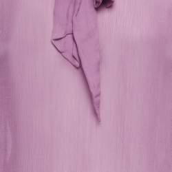 Pre Owned Dolce & Gabbana Purple Silk Tie-Up Detail Blouse M