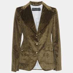 Pre Owned Dolce & Gabbana Green Velvet Single Breasted Jacket M