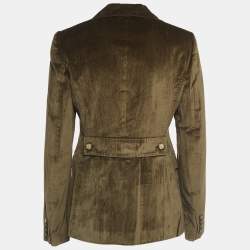 Pre Owned Dolce & Gabbana Green Velvet Single Breasted Jacket M