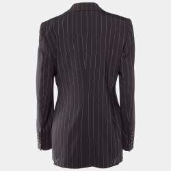 Pre Owned Dolce & Gabbana Brown Pinstriped Wool Tailored Blazer M