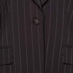 Pre Owned Dolce & Gabbana Brown Pinstriped Wool Tailored Blazer M