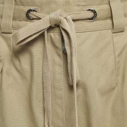 Pre Owned Dolce & Gabbana Beige Cotton Canvas High Waist Shorts S