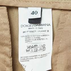 Pre Owned Dolce & Gabbana Beige Cotton Canvas High Waist Shorts S